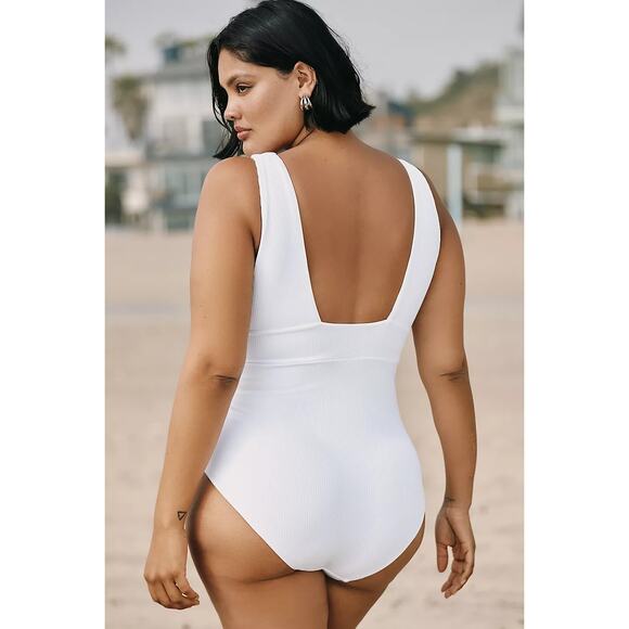 Andie Swim Sample The Mykonos Ribbed One Piece in White S - Picture 7 of 7